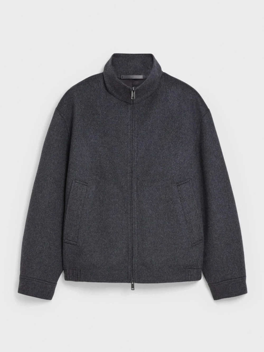 Theory Dark Charcoal Melange Straight Double-Face Wool-Cashmere  XL